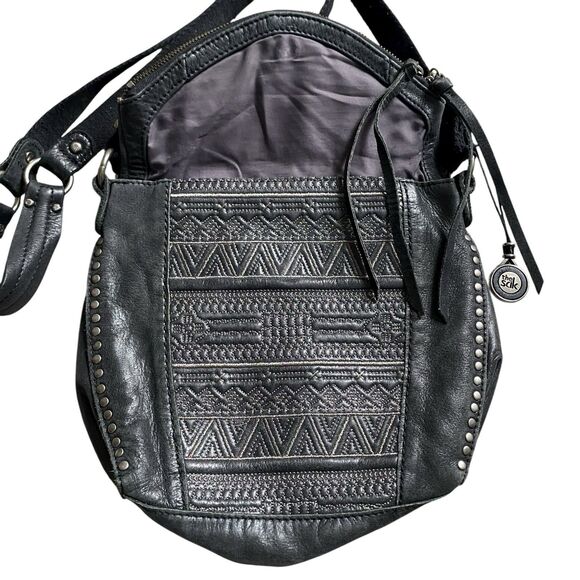 The SAK Crossbody Bag Dark Gray Embroidered Studded Boho Grunge Cowgirl Aztec - Picture 3 of 11